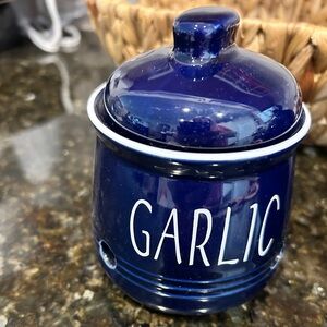 Blue Garlic Storage Jar